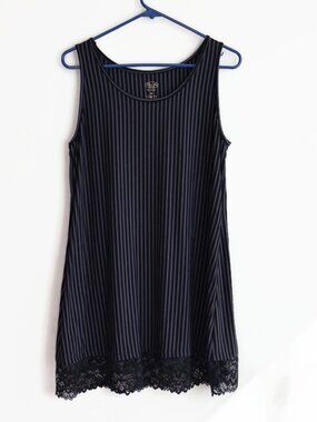 Striped Mini Dress -  Size M - Lace Hem - Gothic Style - Blue Sky Canada, Bamboo